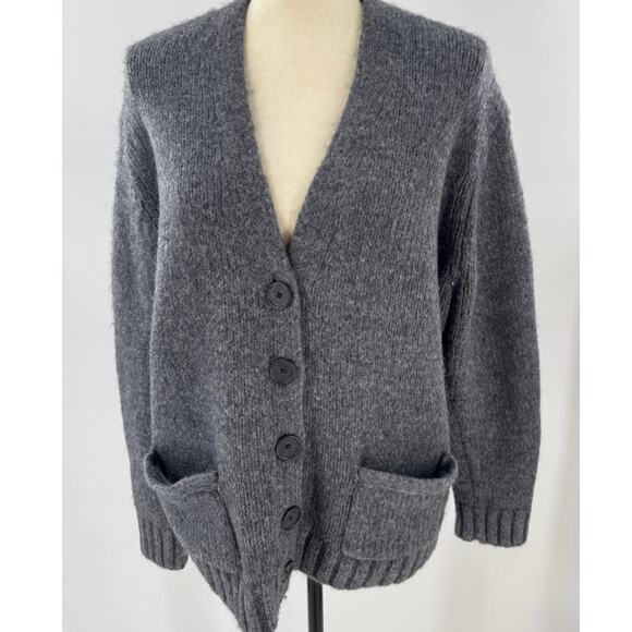 RE/DONE 90's Gray Wool Cardigan Sweater Boyfriend Grandpa Cardi Large - Picture 4 of 7